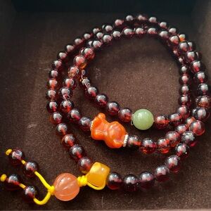 Natural Blood Amber Gemstone Cherry Amber Round Beads Bracelet 5mm+ New